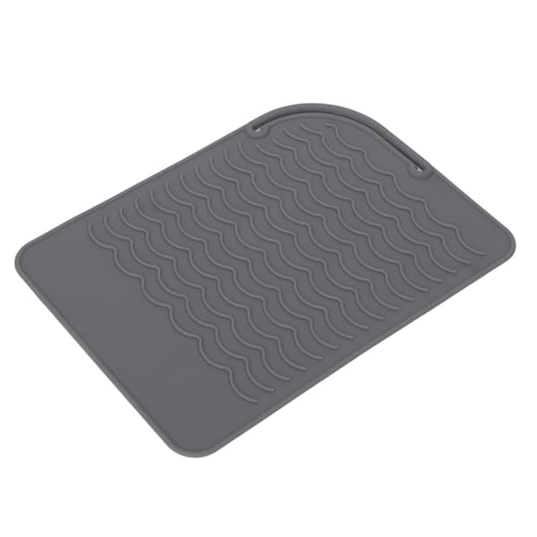 Heat Insulating Silicone Mat Wave Pattern Non-slip Flexible High Temperature Resistant Grey