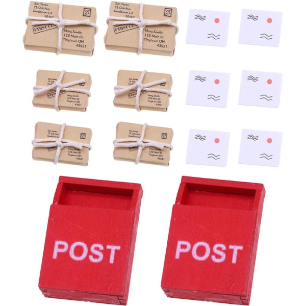 2 Set med Miniatyrbrevlåda Leksak Minipaket Modell Brevlåda Staty Dockhus Paket Rekvisita 3,5x1,6x5cm 3.5x1.6x5cm