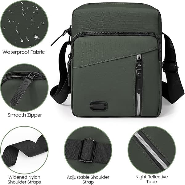 Messenger-tasker til mænd med flere lommer, afslappede crossbody-tasker til mænd til forretning, daglig brug, rejser (19*9*24cm)