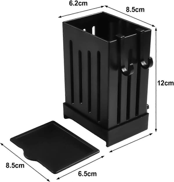 Wall-mounted utensil holder with drip tray, black kitchen cutlery organizer and sink storage box
