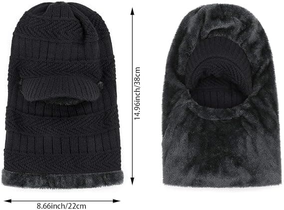 Varm vindtæt skimaske hætte til kvinder vinter termisk balaclava hat sort