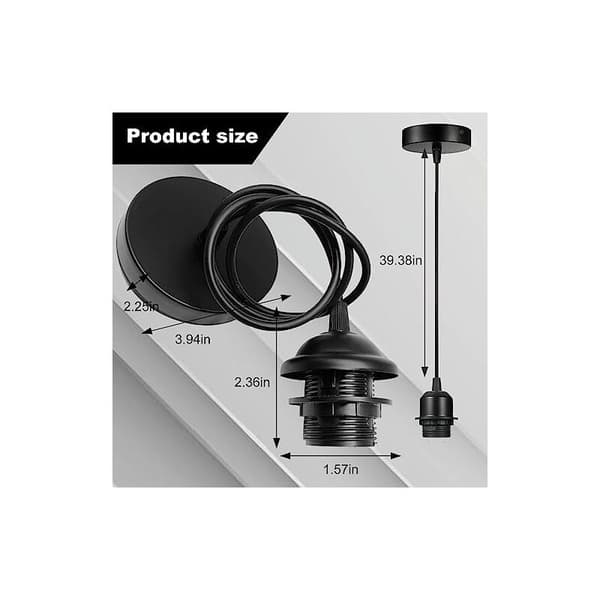 3-pack lamp cord, E27 lamp cord with screw ring, 100 cm adjustable cable with removable screw ring, lamp holder with cable for living room