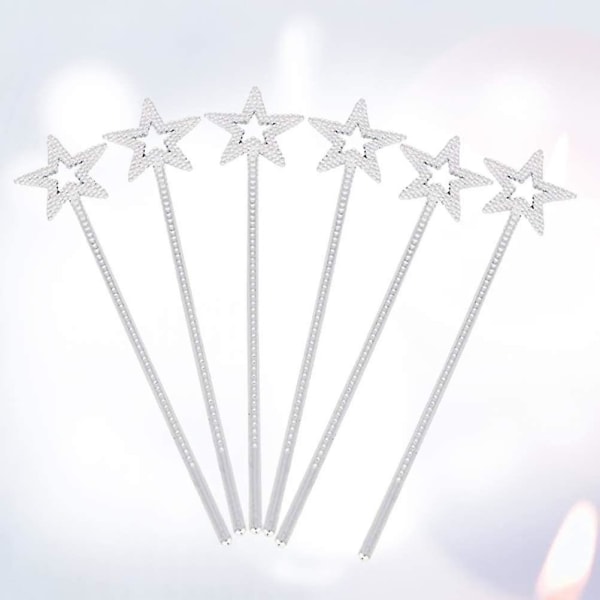 Juleprinsesse Tryllestav Plastik Elektroplettering Pentagram Sølv Engel Fe Tryllestav Til Fødselsdagsfest Cosplay Bryllup (10 stk, sølv)