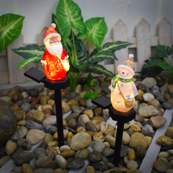 Sæt med 1 julesnemand, lyssnor, vandtæt jul Lawnalkway Lane Marker Belysningsdekoration