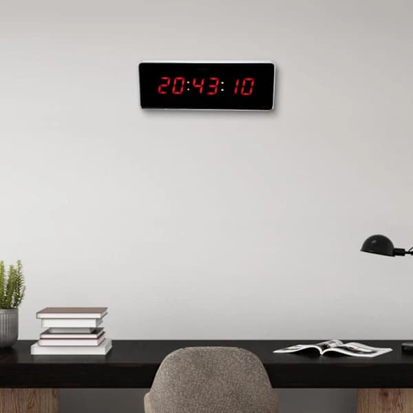 LED Wall Clock - Digital Aluminum Alloy Office Bedroom Clock (Hour + Minute + Second)