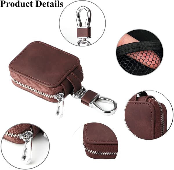 Small Headphone Case Compatible with PU Leather Hard Portable Headphone Case Protective Storage Bag with Mesh Pocket & Keychain for Wireless