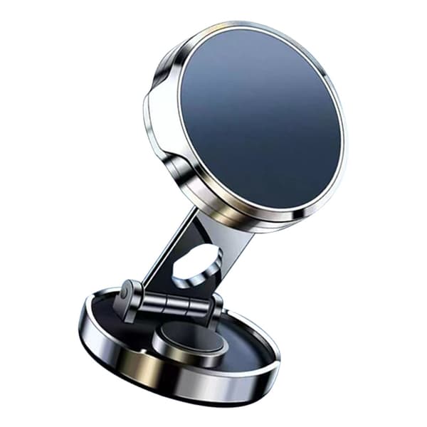 Foldable Magnetic Car Phone Holder 360 Degree Rotating Dashboard Mount Silver
