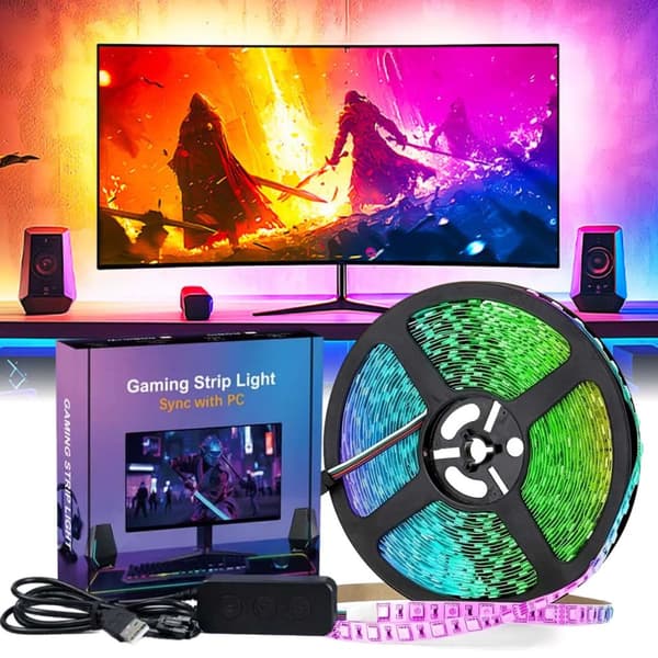 Smart RGBIC Skærmlys – PC Sync Ambilight til 34-tommer skærme