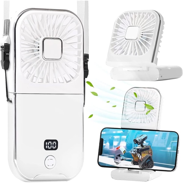 Mini Fan Bærbar USB Foldbar personlig håndholdt blæser med Power Bank, Telefonholder, Type-C genopladelig, 4 hastighedsjustering til kvinder, piger, børn