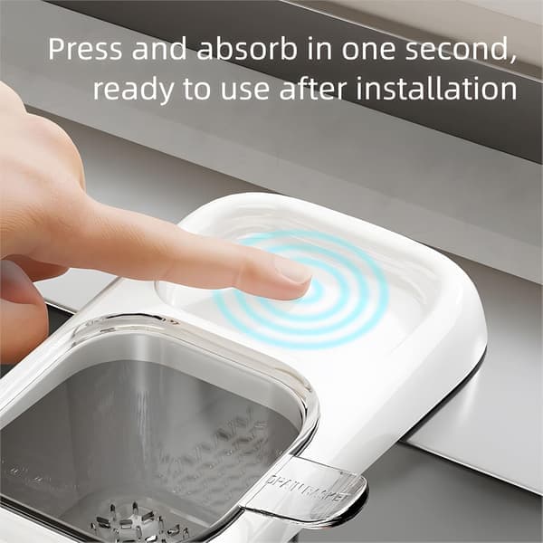 Sink Hanging Strainer with Suction Cup, Automatic Tilting Sink Strainer Basket, Hanging Corner Sink Kitchen Waste Collector (White)(Ho)