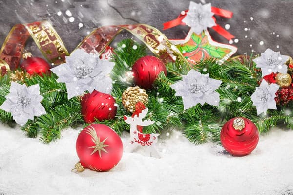 36 stk. julestjerner med glitter, kunstige glitterblomster