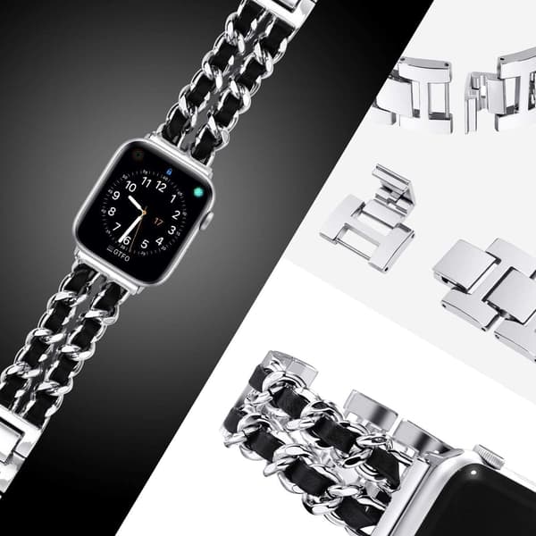 Sort sølv 38/40/41mm, rem til Apple Watch serie 9/serie