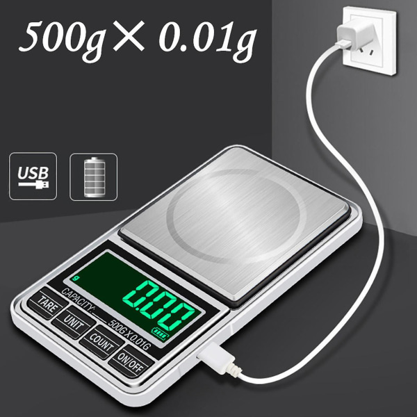 Pieni keittiövaaka, USB-lataus Mini Food Electronic Scale, Korkea tarkkuus keittovaaka, Taskuvaaka