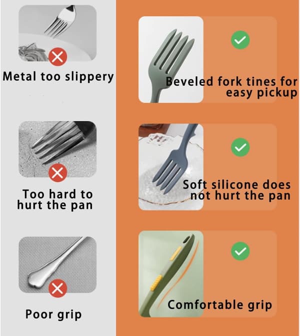 Silicone Roasting Fork - Heat-Resistant Non-Stick Cake Fork for Kitchen Utensils, Baking Accessories, Dark Blue 2-pack