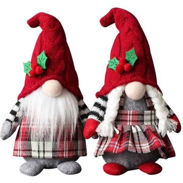 Christmas Gnome Father Christmas Faceless Plush Doll Christmas Elf Dwarf Red, White2pcs