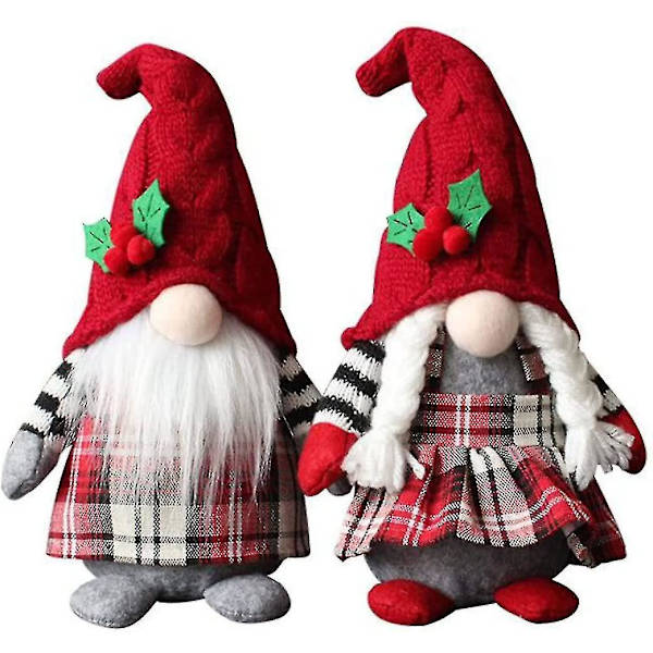 Julenisse Faceless Plush Dukke Julemand Elf Dværg Rød, Hvid 2stk