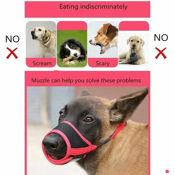 Dog Muzzle, Soft Nylon Dog Muzzle, Anti-Bark and Chew, with Breathable Mesh, Adjustable Buckle, S, Grey