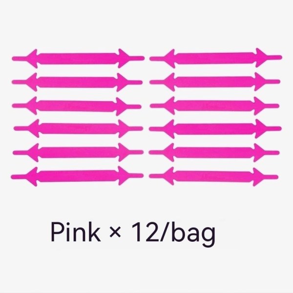 12 Pilarformade Snören - Gratis Silikon Snörlås - Rosa Paket