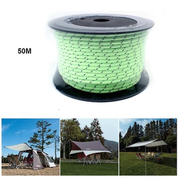 50m Selvlysende Reflekterende Teltline Vindtett Campingline, Diameter: 5mm [DB]