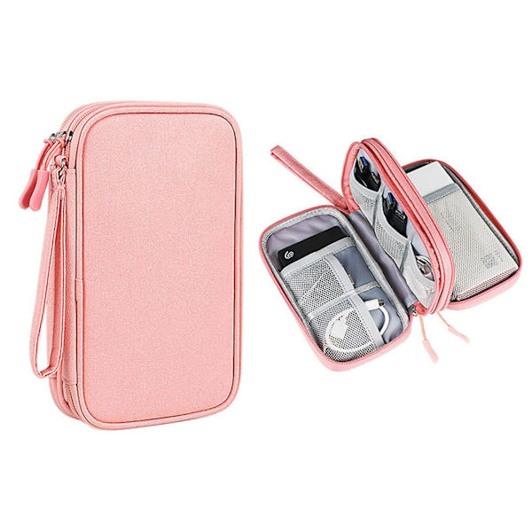 Skyddande Sleeve för Hårddisk, Laddningskabel, USB-minne, Hörlurar, Datakabel, Digitala Tillbehör Pink Small
