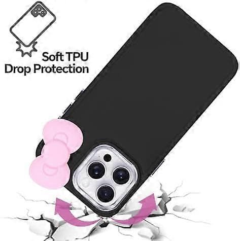 Compatible with iPhone 16 Pro Case, Cute 3D Bowknot Design Soft Silicone Shockproof Protective Cover for iPhone 16 Pro 6.3 \" 2024 Black