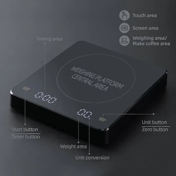 HA~3kg 0,1g Coffee Scale with Timer Digital Kitchen Scale High Precision LCD Scales Household Coffee Scale