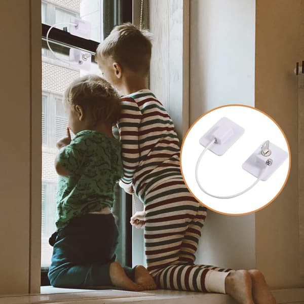 Childproof Window Locks with 4 Keys, Secure Refrigerator Doors, Cabinets, Drawers, Washing Machines, 2-Pack