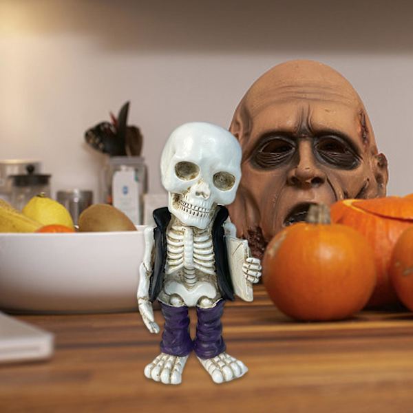 Halloween Skelet-Dukke Ornament Hjem Kontor Harpiks Håndværk Opret Dekoration Gave OrnamentD