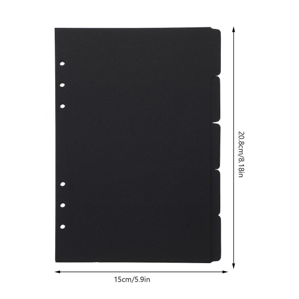 15 kpl Paper Binder -jakajat Toimiston välilehtijakajat A5 Binder -jakajat Luokitteluvälilehtijakajat Musta 20.8X15X0.1CM Black 20.8X15X0.1CM