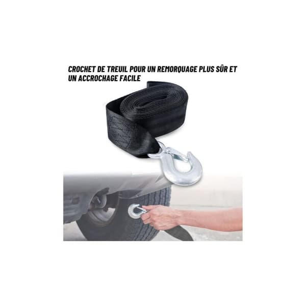 Tilhenger vinsjrem, båtvinsjrem med sikkerhetskrok (4 meter)