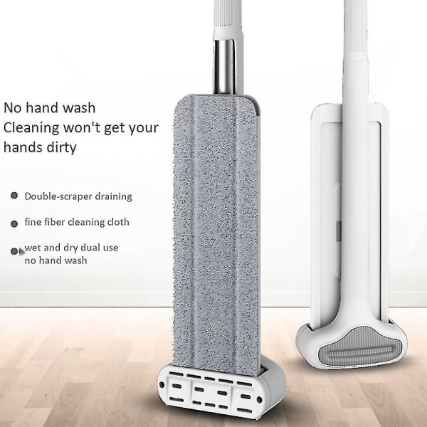 Magic Squeeze Flat Cutting Mop Händerfri Tvät, kompatibel med Hemkök Golv Rengöring, med 3 -fiber Ersätt
