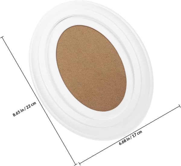 Creative Style Oval Solid Wood Photo Frame White for Living Room Table