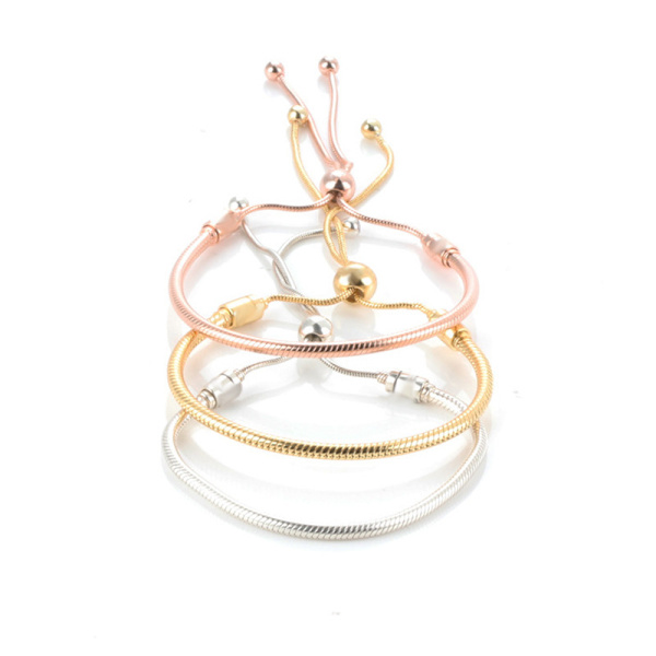 3 stk. Dame Pulsering For Charms Solid Gull House of Ring-Snake Bone Armbånd