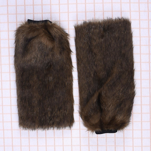40cm Fuskpäls Legwarmer Plush Mode Långa Legwarmer Boots Manschetter Cover För Kvinnor Flickor (brun)Brun