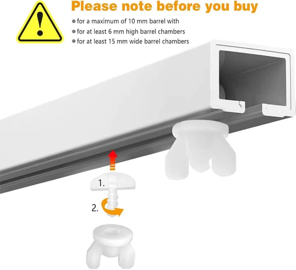 Intermediate stop for curtain rails, pack of 12 white, universal locking, curtain stop for rails, end stop