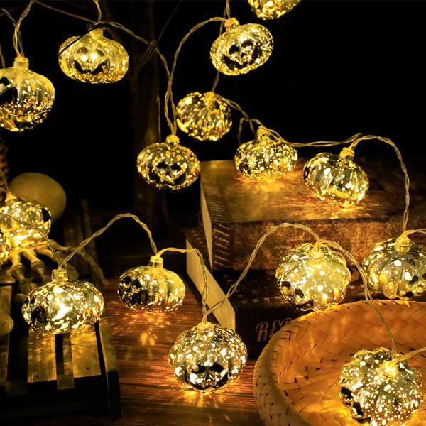 20 lysdioder Halloween pumpaslingor, batteridriven belysning Golden  Jack-O-Lantern dekoration för Halloween utomhus inomhus par 4011 | Fyndiq