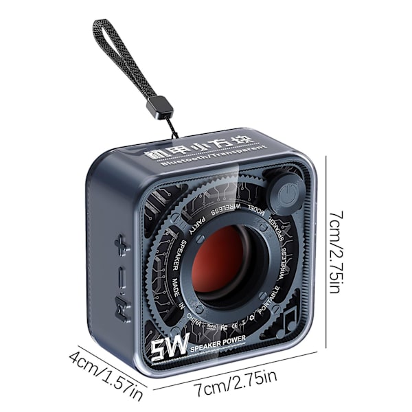 Transparent Mecha Wind Lille Steelcannon Trådløs Bluetooth Højttaler Blændende Udendørs Bærbar Subwoofer