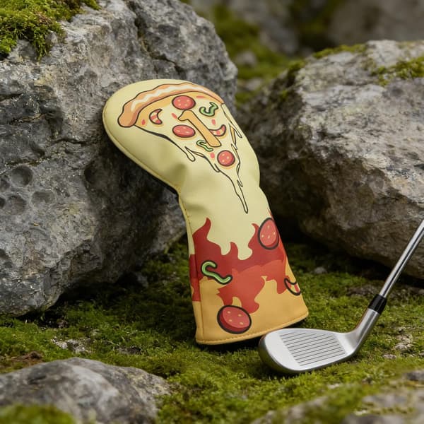 Golf Driver Cover Pizza Nyhet Vattentät PU Headcover med Fleece Foder