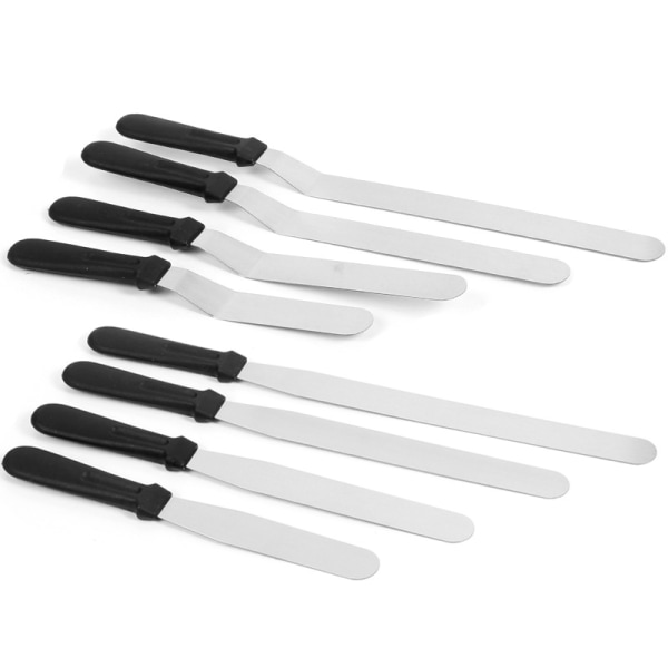 Icing Spatula, 8 Packs Stainless Steel PP Plastic Handle Lightweight Flexible Non-Slip, Angled Spatula for Cake Decorating Offset