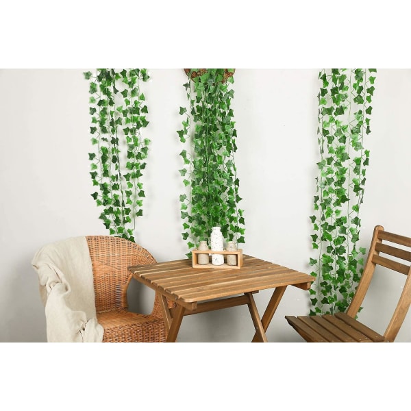 90ft 12 Grene Kunstige Vinstokke Falske Efeu Blade Hængende Girlander Planter Bryllup Vægge Dekoration Efeu Blad
