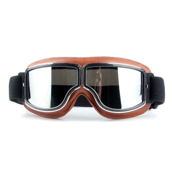 Vintage Motorcycle Glasses Aviator Glasses brown Leather for Helmets C