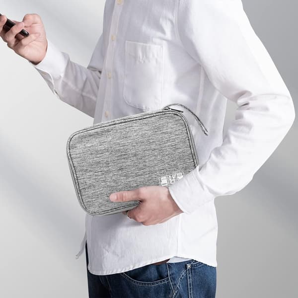Travel Storage Bag for Electronic Devices, Electronic Accessory Bag, Travel Cable Organizer Bag, Grey