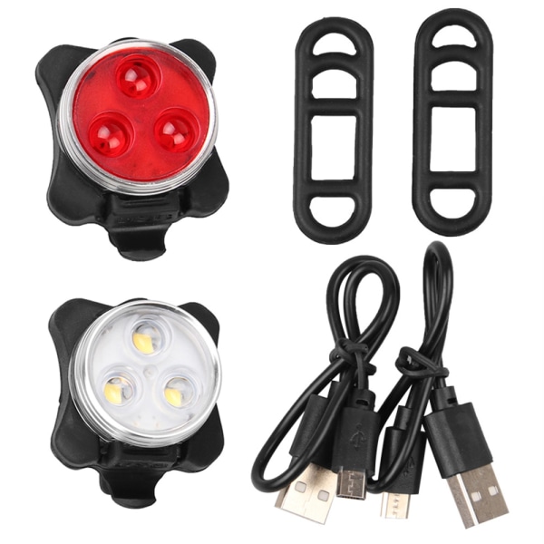 LED-cykelljus, uppladdningsbar cykelljus fram och bak, 4 ljusstyrkalägen USB -belysning Stötsäker Vattentät MTB VTC Cyclist Strol