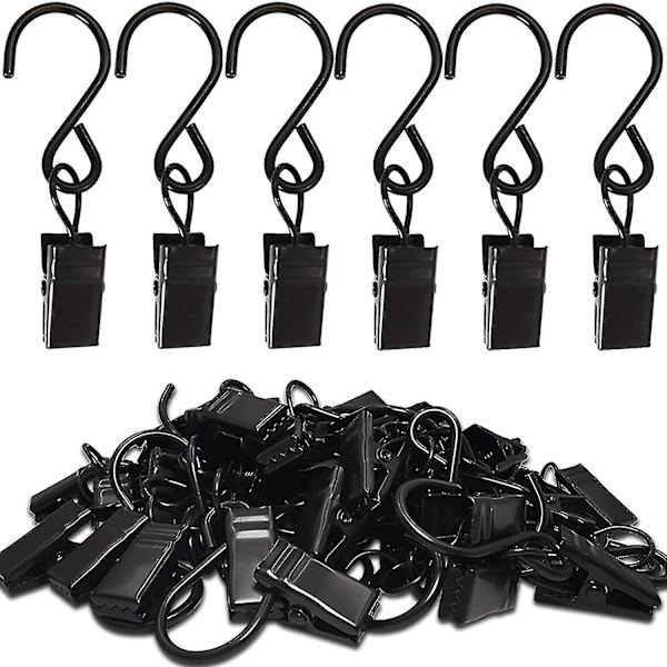 Rustfrie S-kroker Gardin Klips, 50 Pakk Lys Klips, Svart