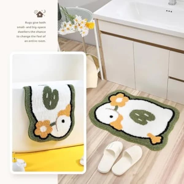 Goose Bath Mats, Absorbent Microfiber Bathroom Rugs with Non-Slip Backing, Cute Bath Mat for Kitchen, Bedroom