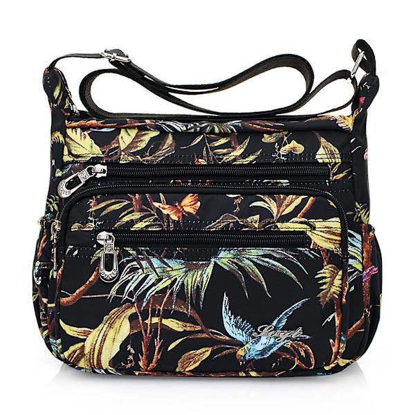 Nylon Blomster Multi-lomme Crossbody Taske til Kvinder Rejsetaske Style 5
