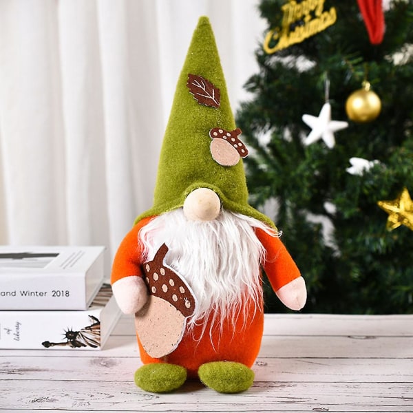 Håndlavet Svensk Tomte Dukke Ornament Lang Hat Julemand Elf Ornament Thanksgiving Gave Acorn