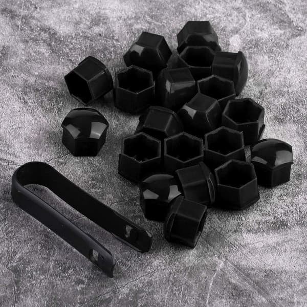 Hjulmøtrikdæksel Dækboltdæksel (Sort), 20 stk. 17 mm