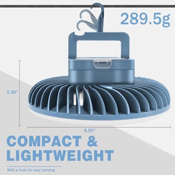 LED Campinglampe - Med Ventilator - USB Genopladelig - Campingventilator med Lampe