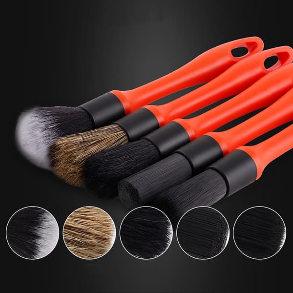 Car Cleaning Brush Set Streamlined Handle Detachable Head Interior Cleaning